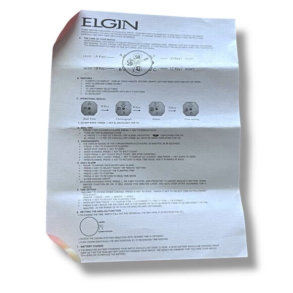 Elgin Mens Chronograph Watch Digital Analog Silver Tone Link Band Quartz Movemen - Picture 16 of 16